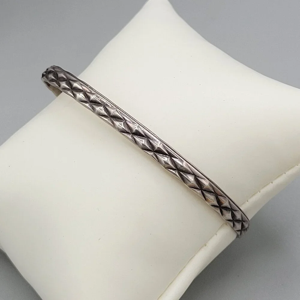 Taxco Mexican Sterling Silver 925 Diamond Pattern Cuff Bracelet Unisex - Picture 1 of 8